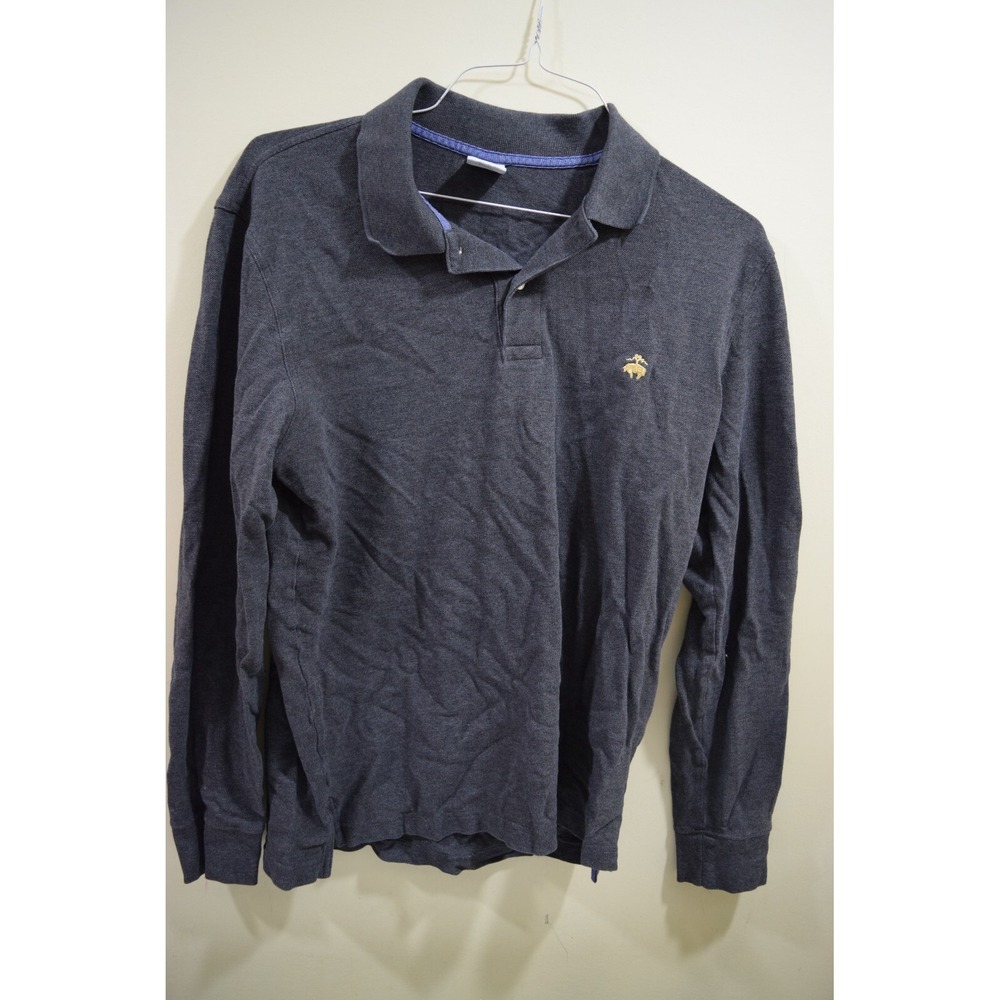 Brooks Brothers MENS L L/S Dark Gray Polo Pique Shirt G325